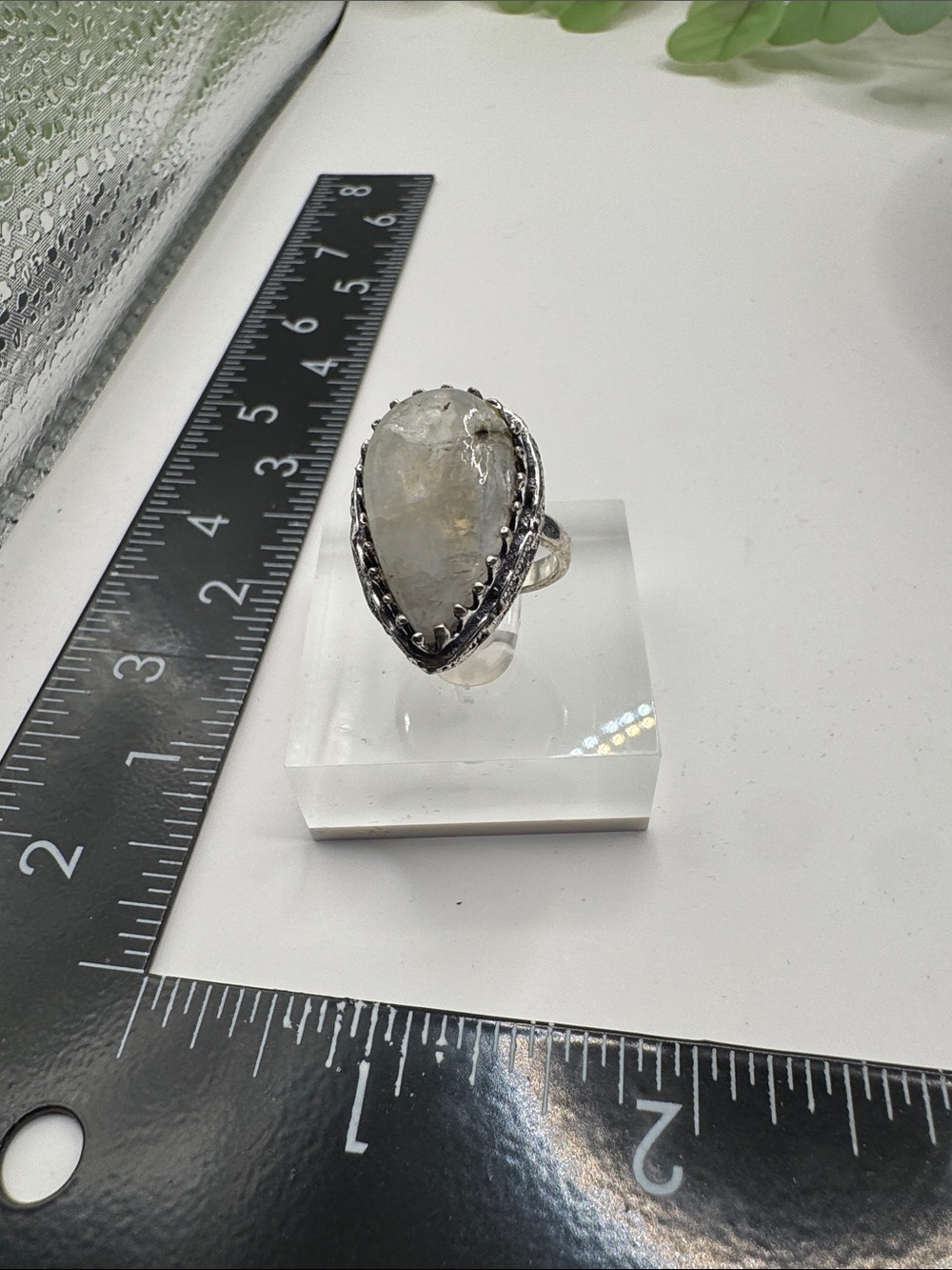 Moonstone Teardrop Statement Ring – Size 6.5 (BR-12-12/4) - Picture 2 of 7